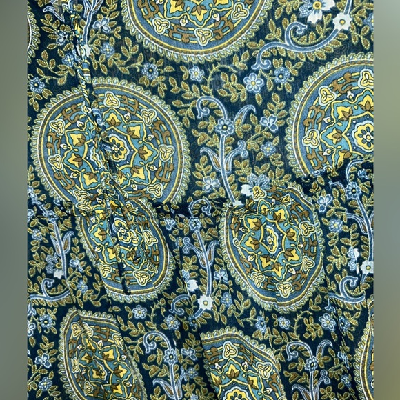 LOFT Geo Print Sheer Ruffle Tier Blouse Size Medium - Picture 3 of 5